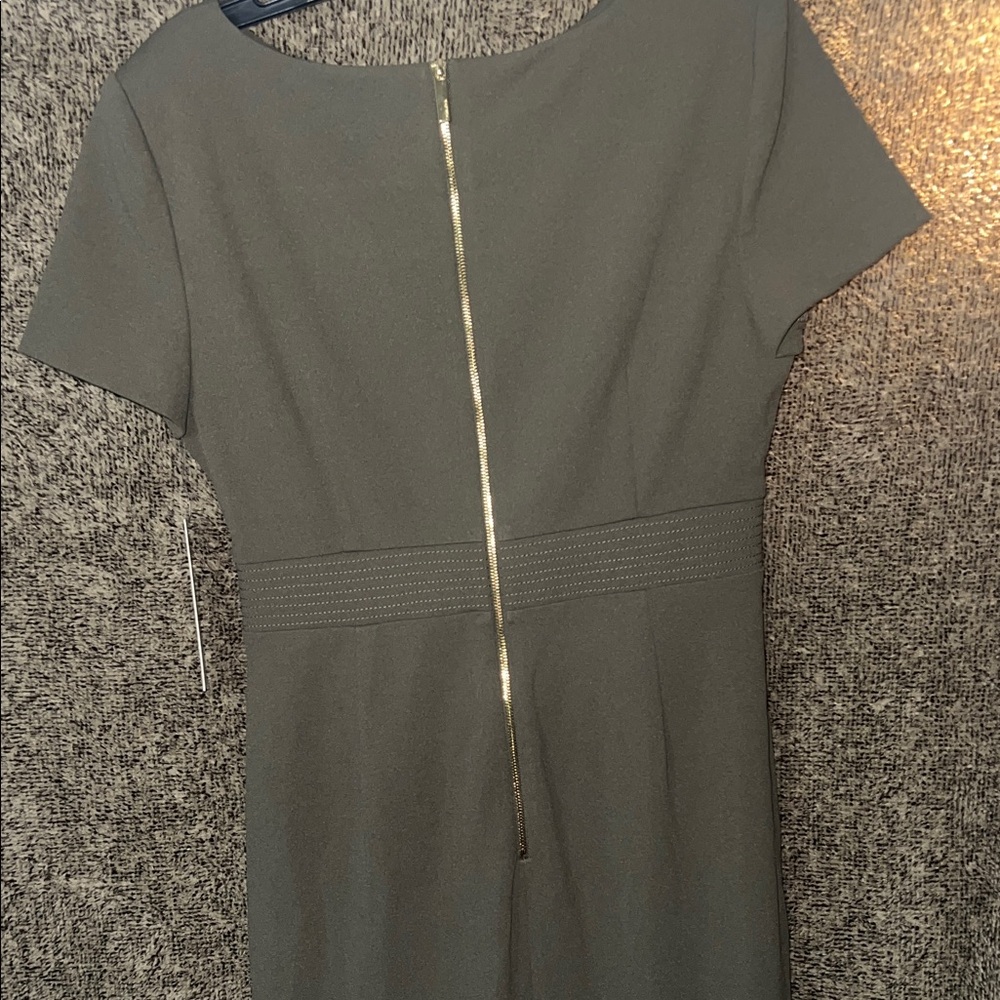 Calvin Klein Olive Belted Midi Dress - Picture 5 of 6